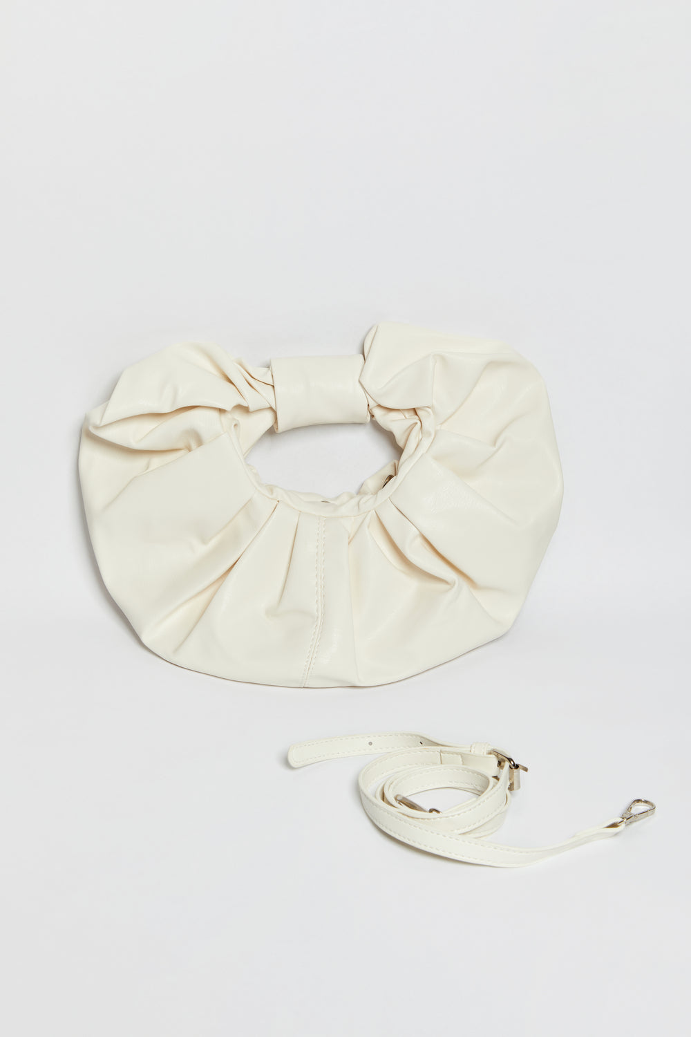 Madein Ivory PU Ruched Bag