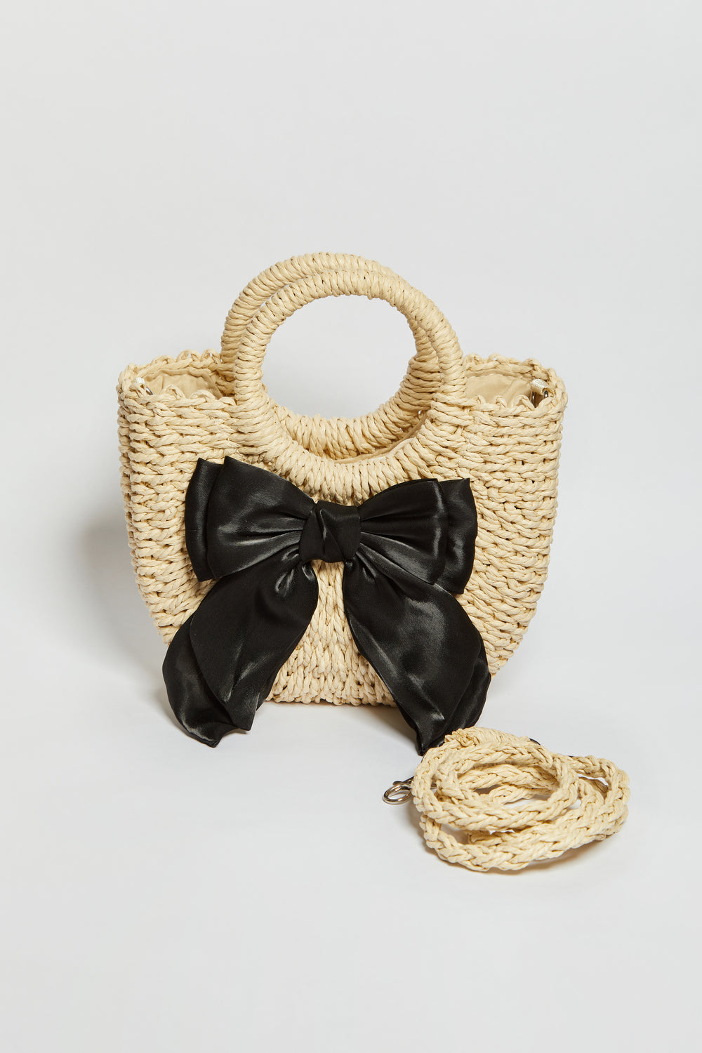 Madein Raffia Bow Beach Bag