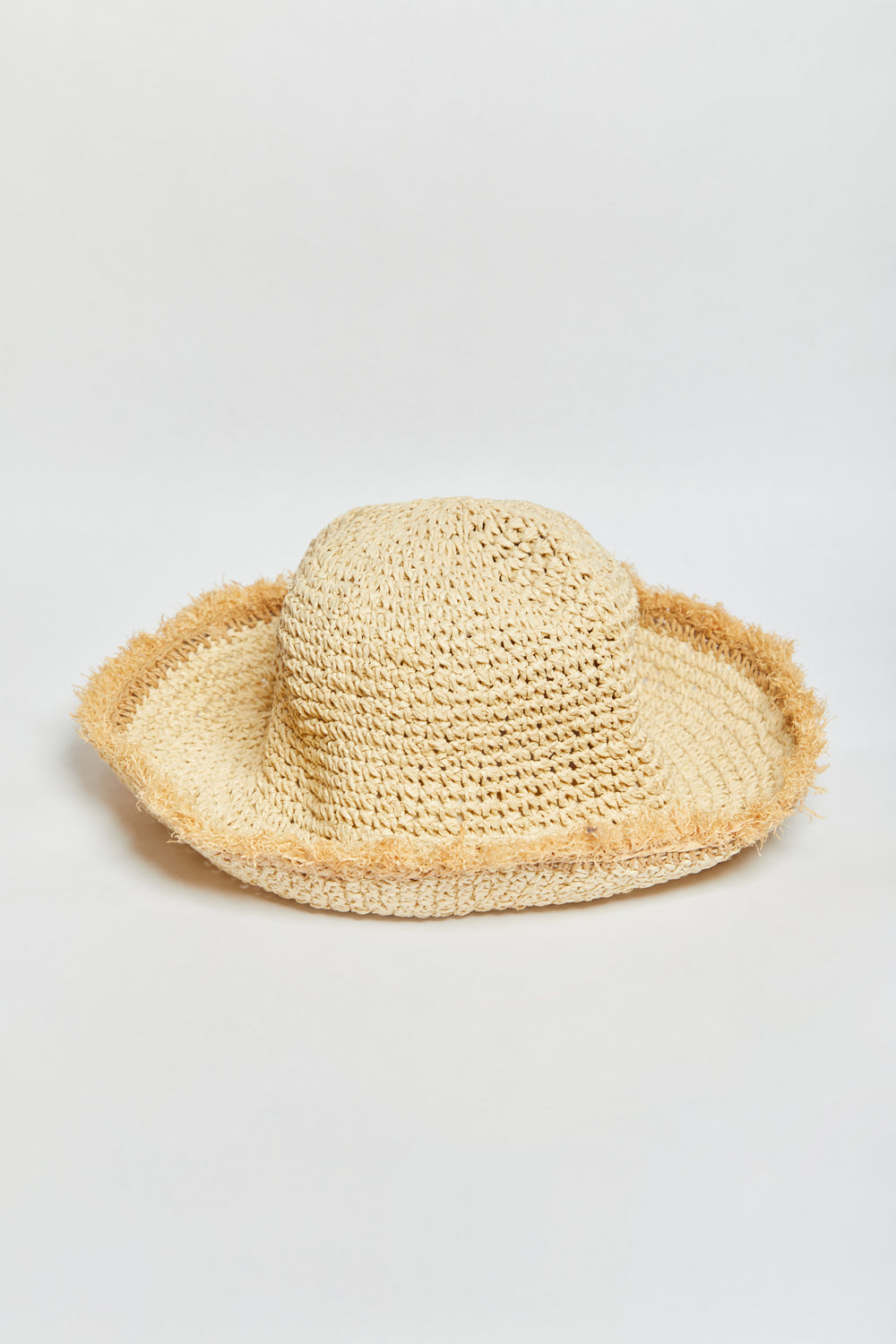 Madein frayed edge straw bucket  hat