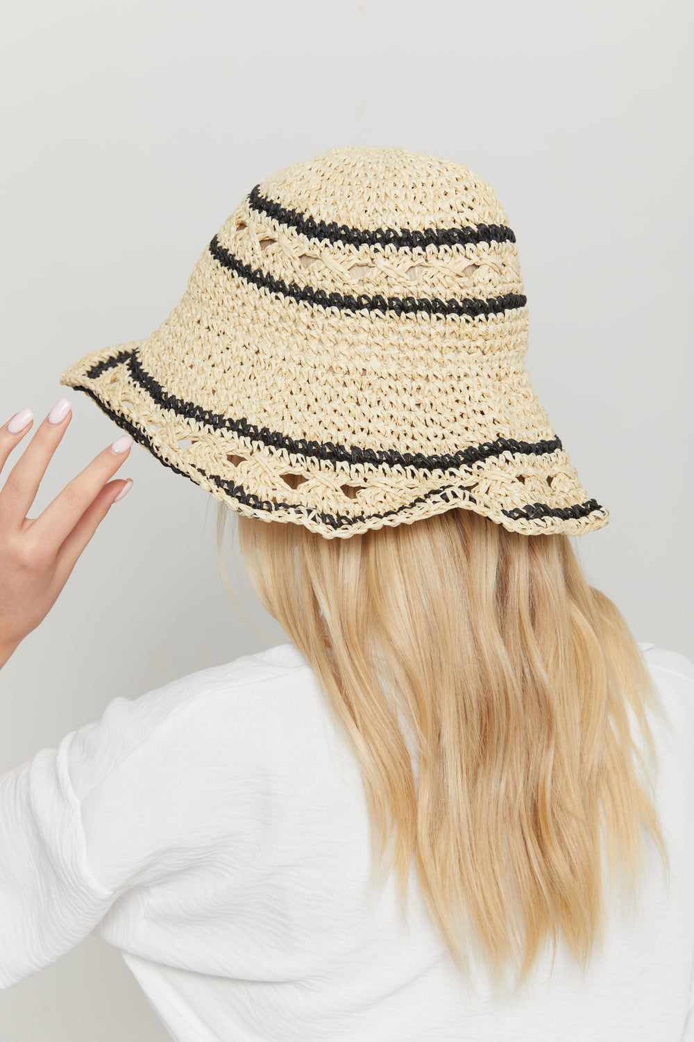 Madein straw striped bucket hat