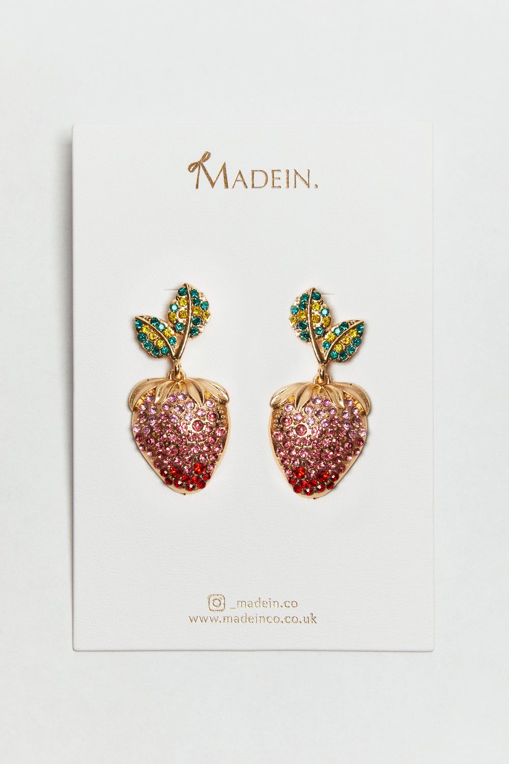 Madein Pink Embellished Strawberry Earrings