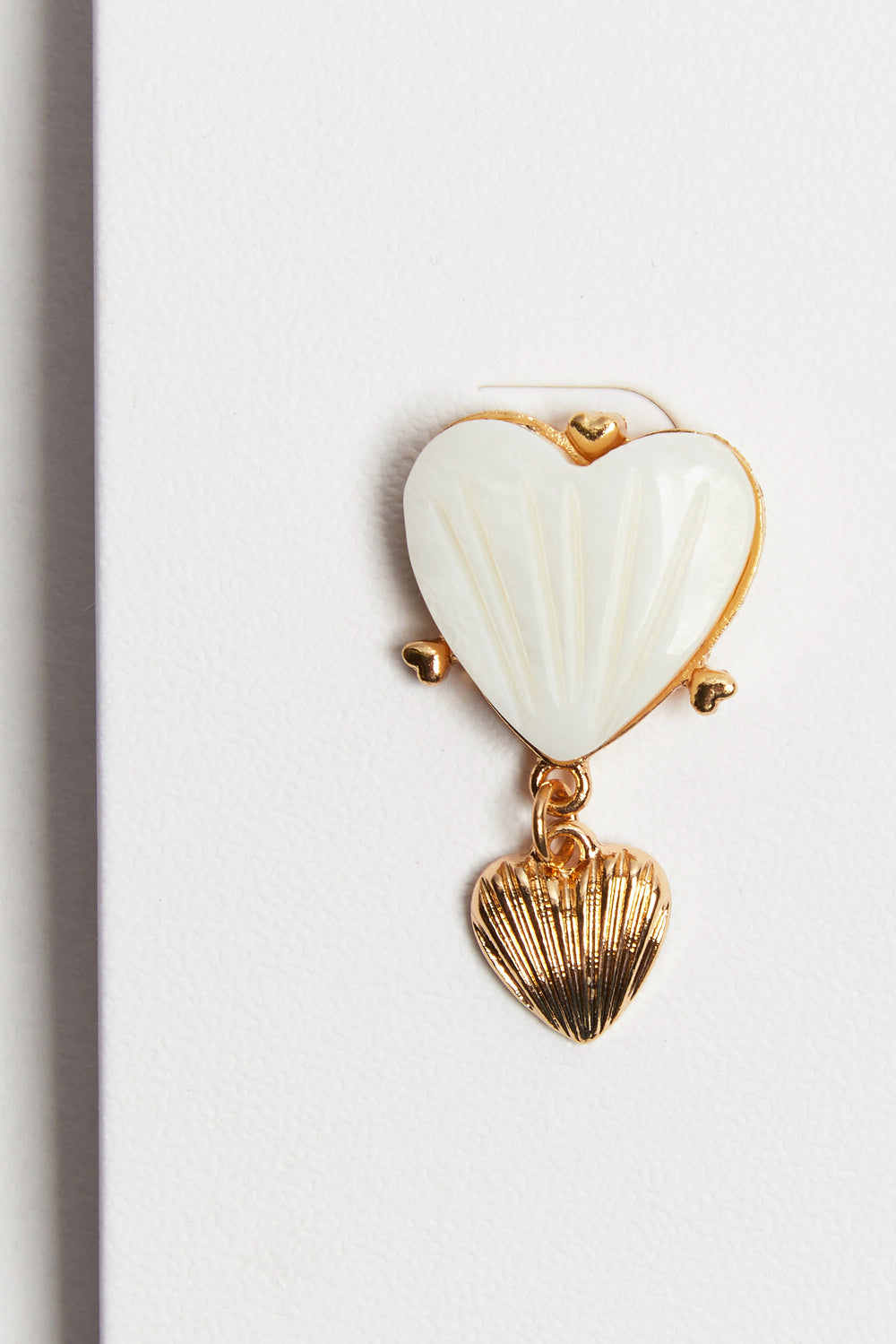 Madein Gold and Ivory Heart Shell earrings