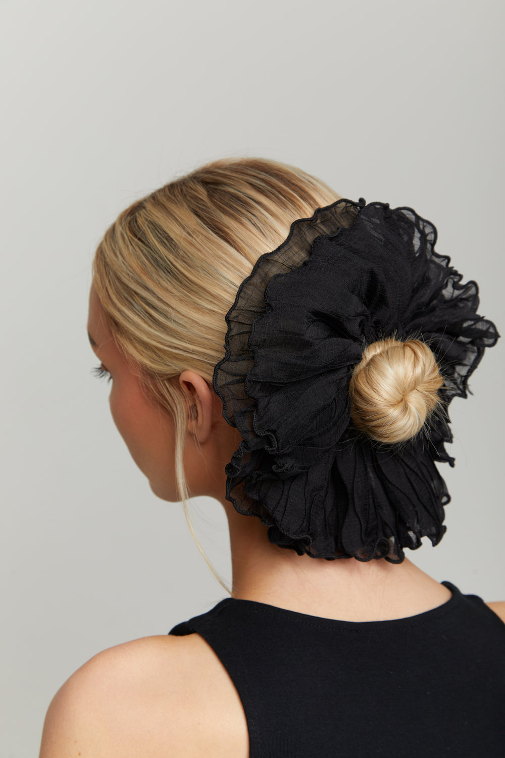 Madein Black oversized plissed scrunchie