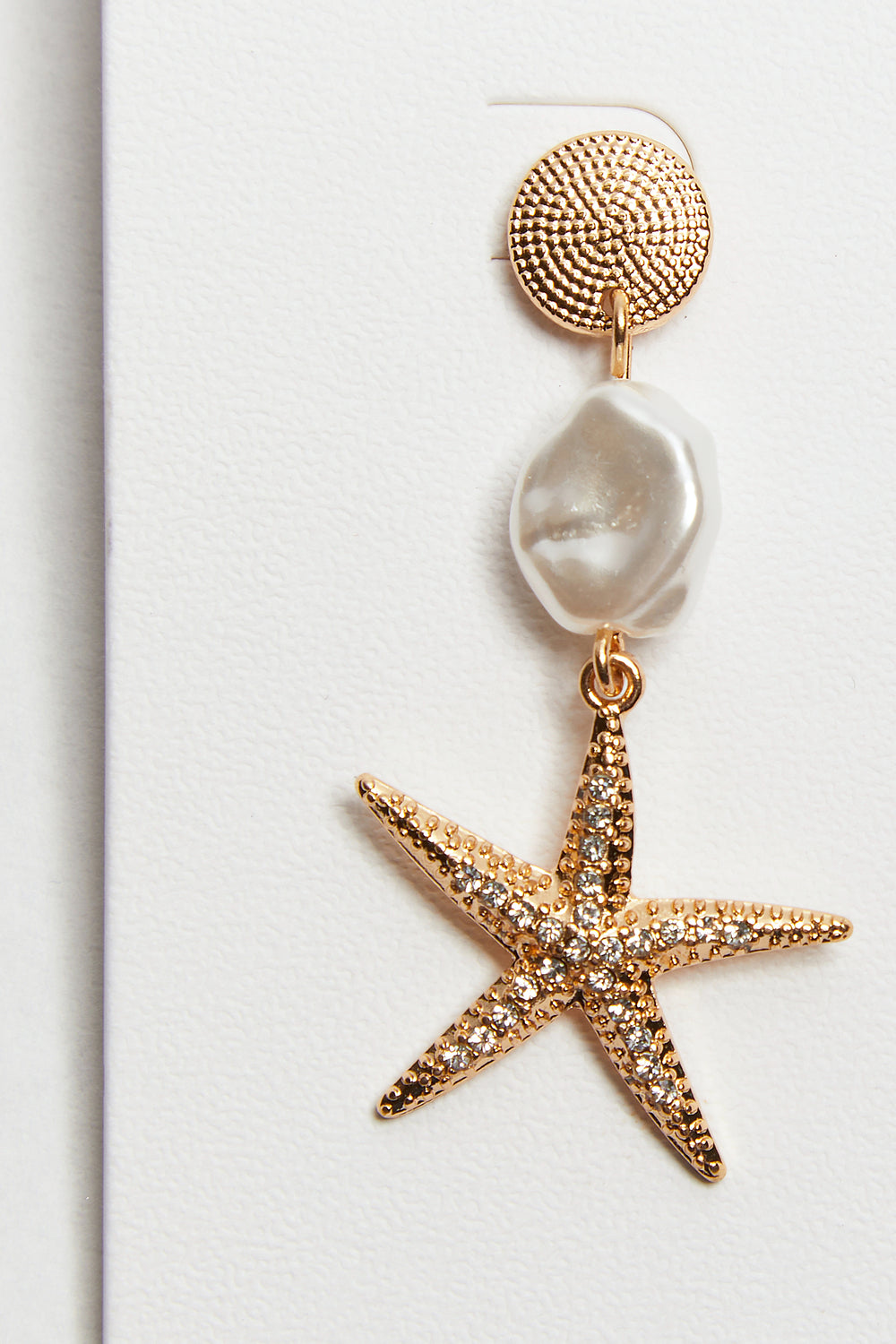 Madein Pink pearl starfish earrings