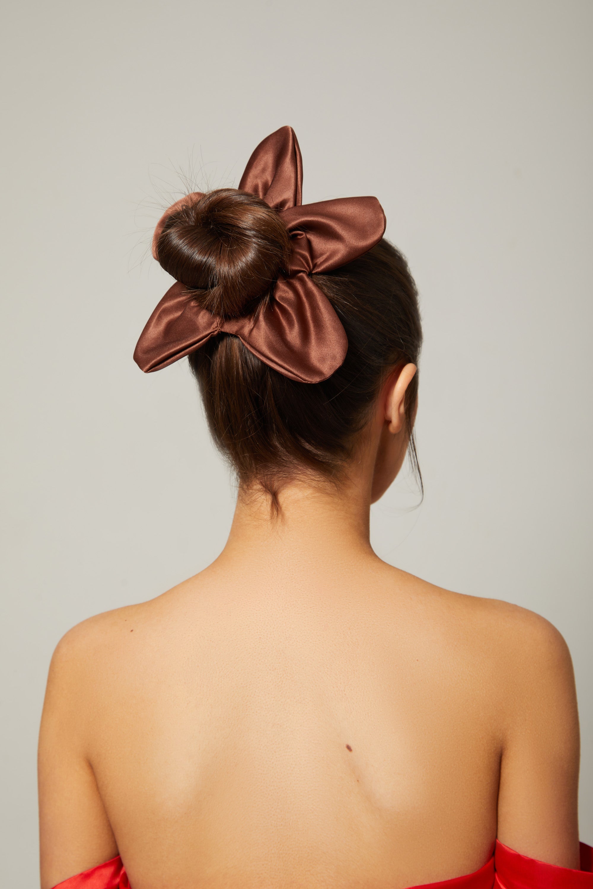 Clara Flower Scrunchie Chocolate Brown