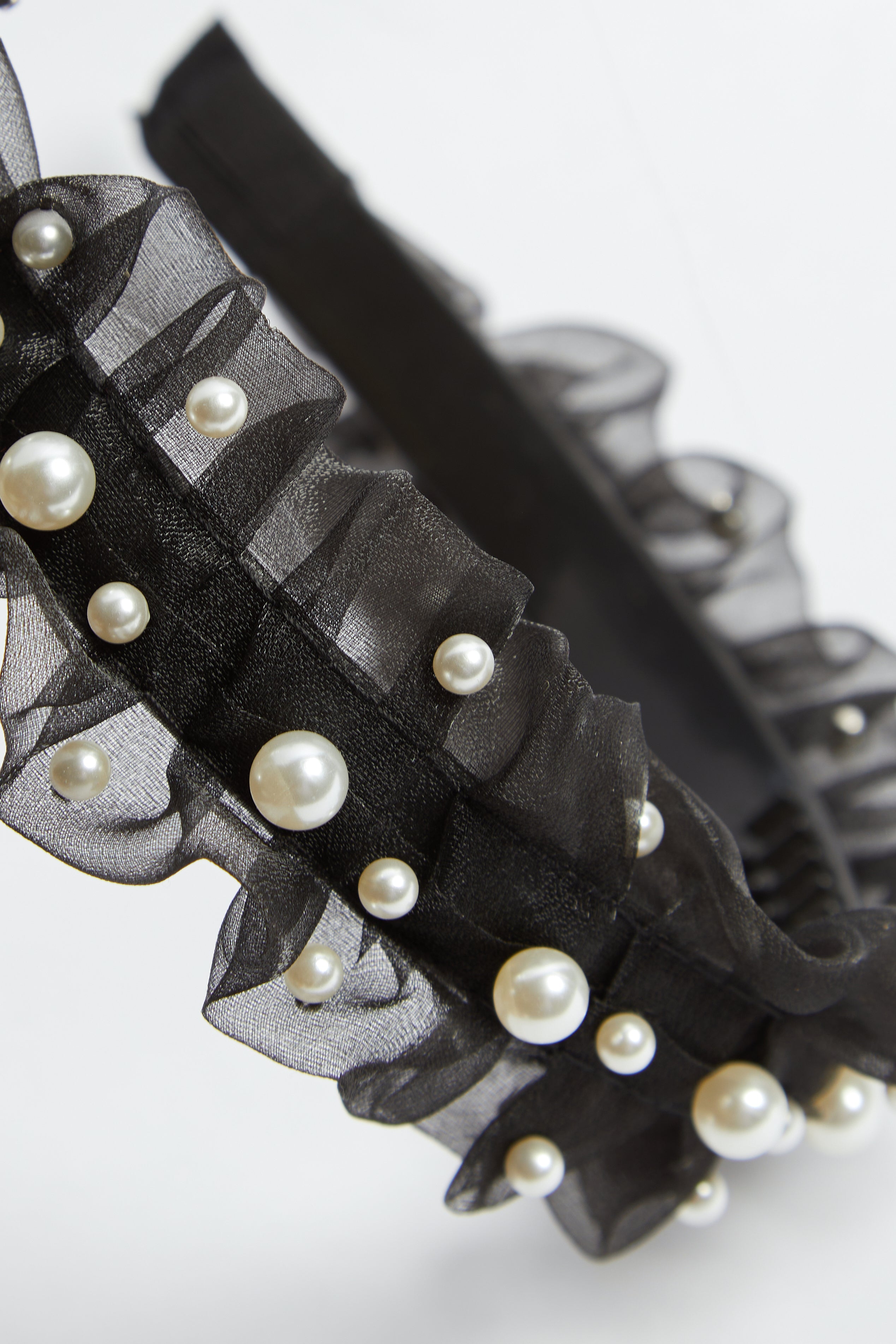 Madein Black organza pearl embellished headband