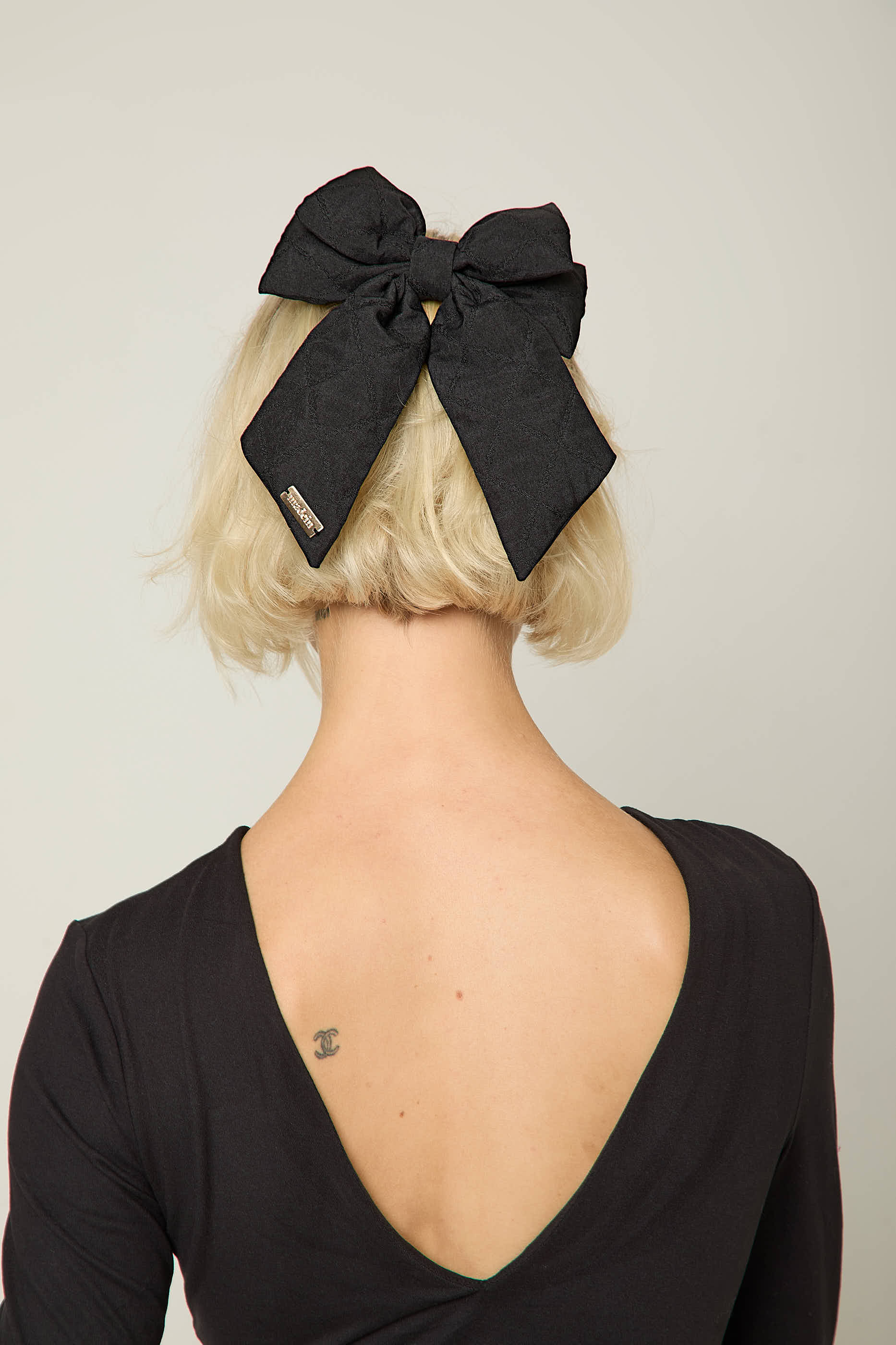 Quilted Dahlia 3D Hair Bow Black