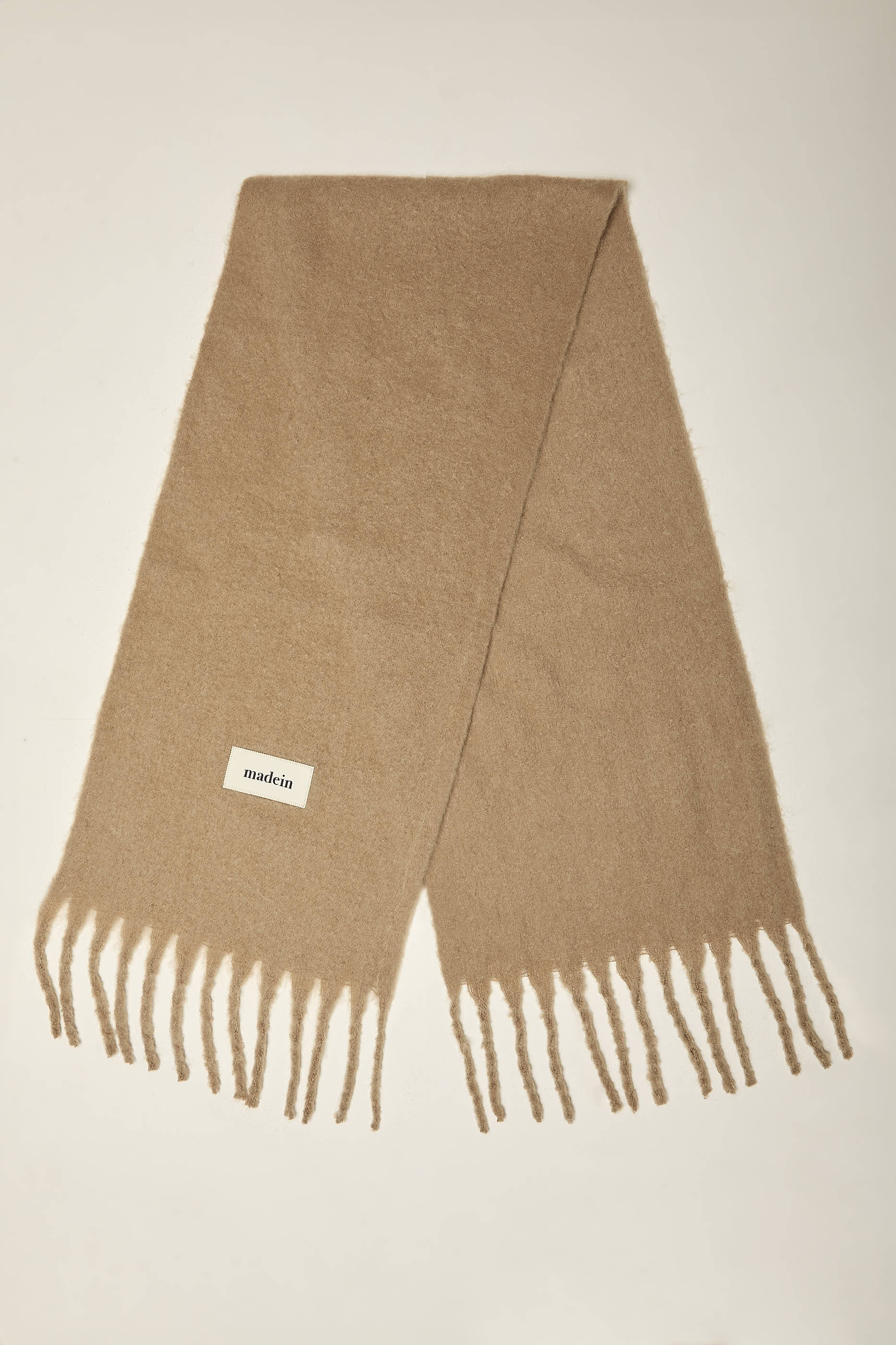 Boucle Knit Hanna Tassel Blanket Scarf Brown