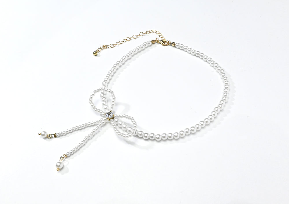 Madein Ivory Bow beaded necklace