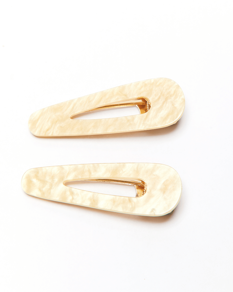 Gold Tone Marble Base Hair Clips