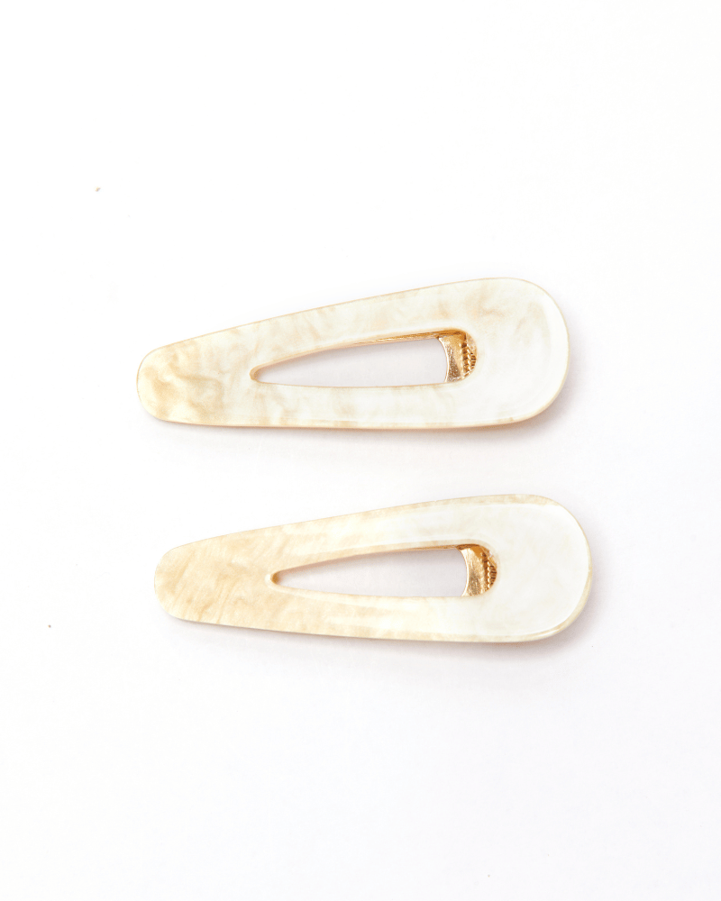 Gold Tone Marble Base Hair Clips