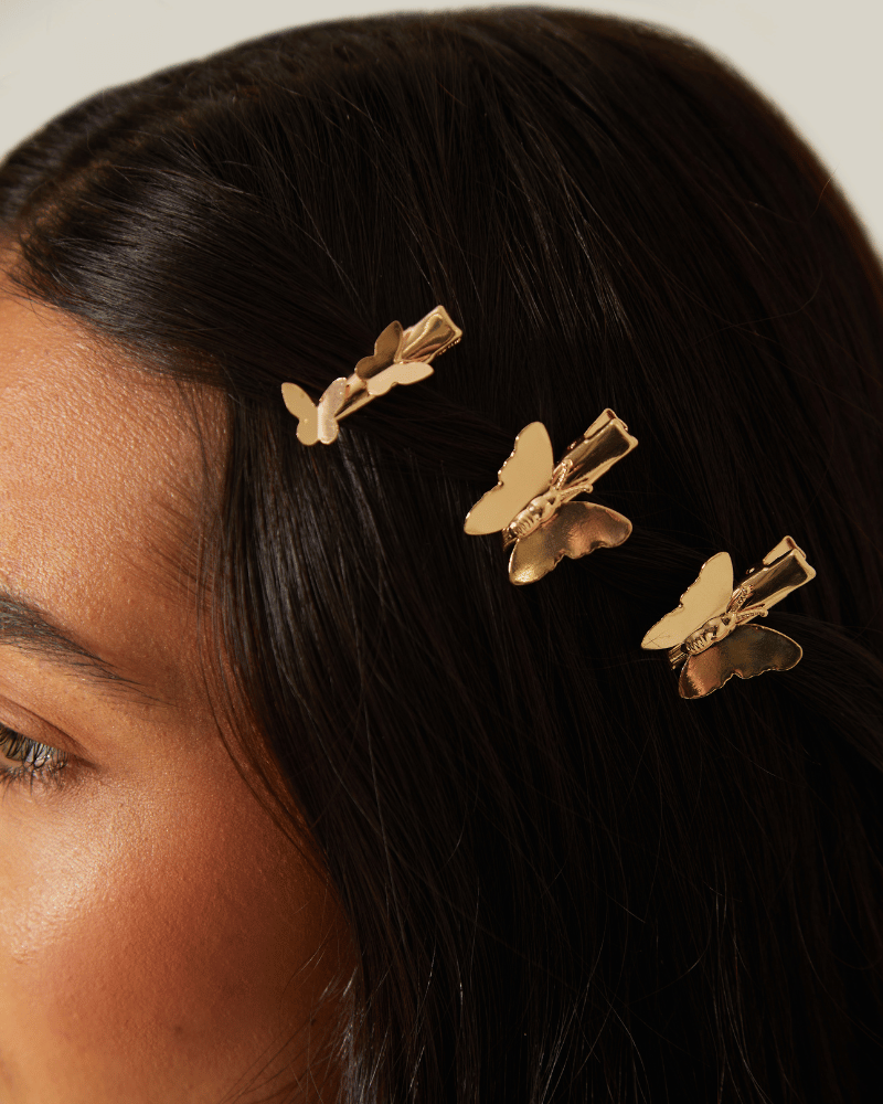 Gold Tone Mini Butterfly Clips