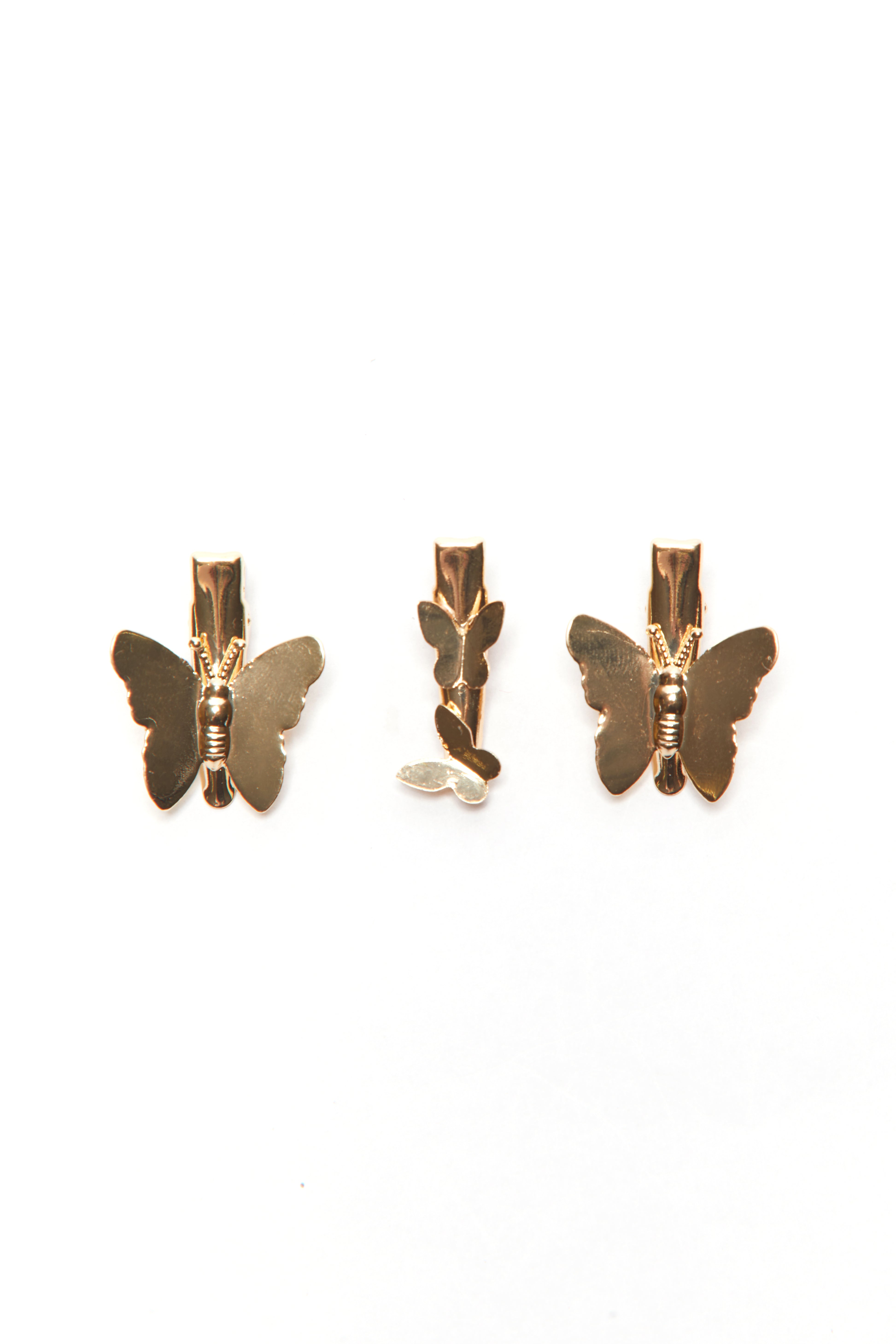 Gold Tone Mini Butterfly Clips