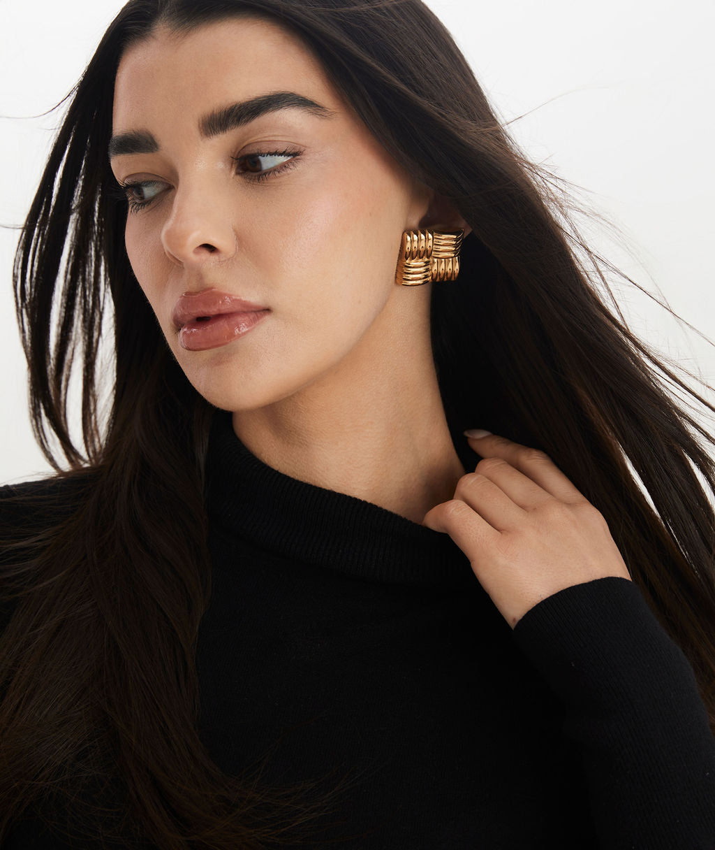 Mia Square Textured Rib Earrings