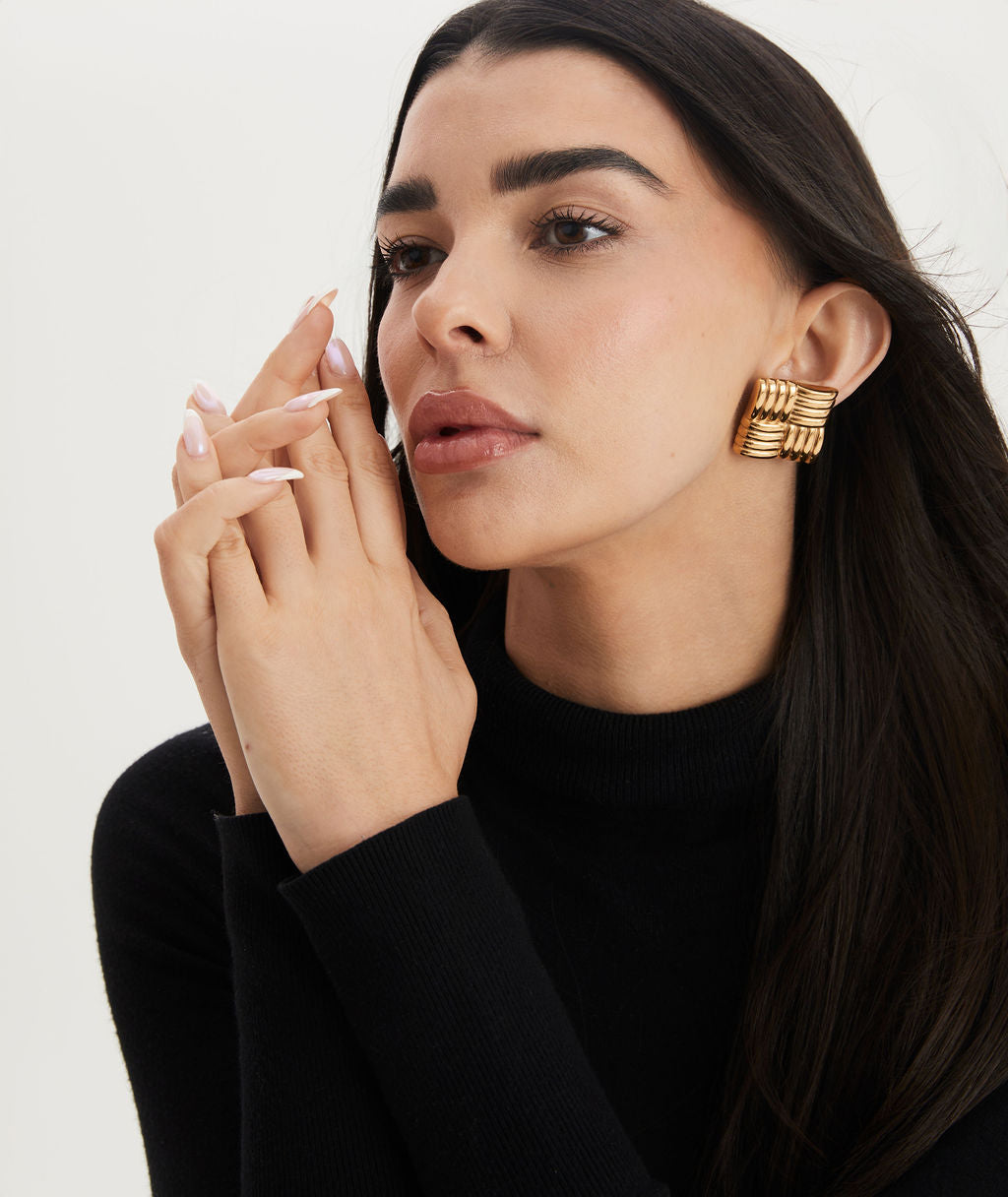 Mia Square Textured Rib Earrings