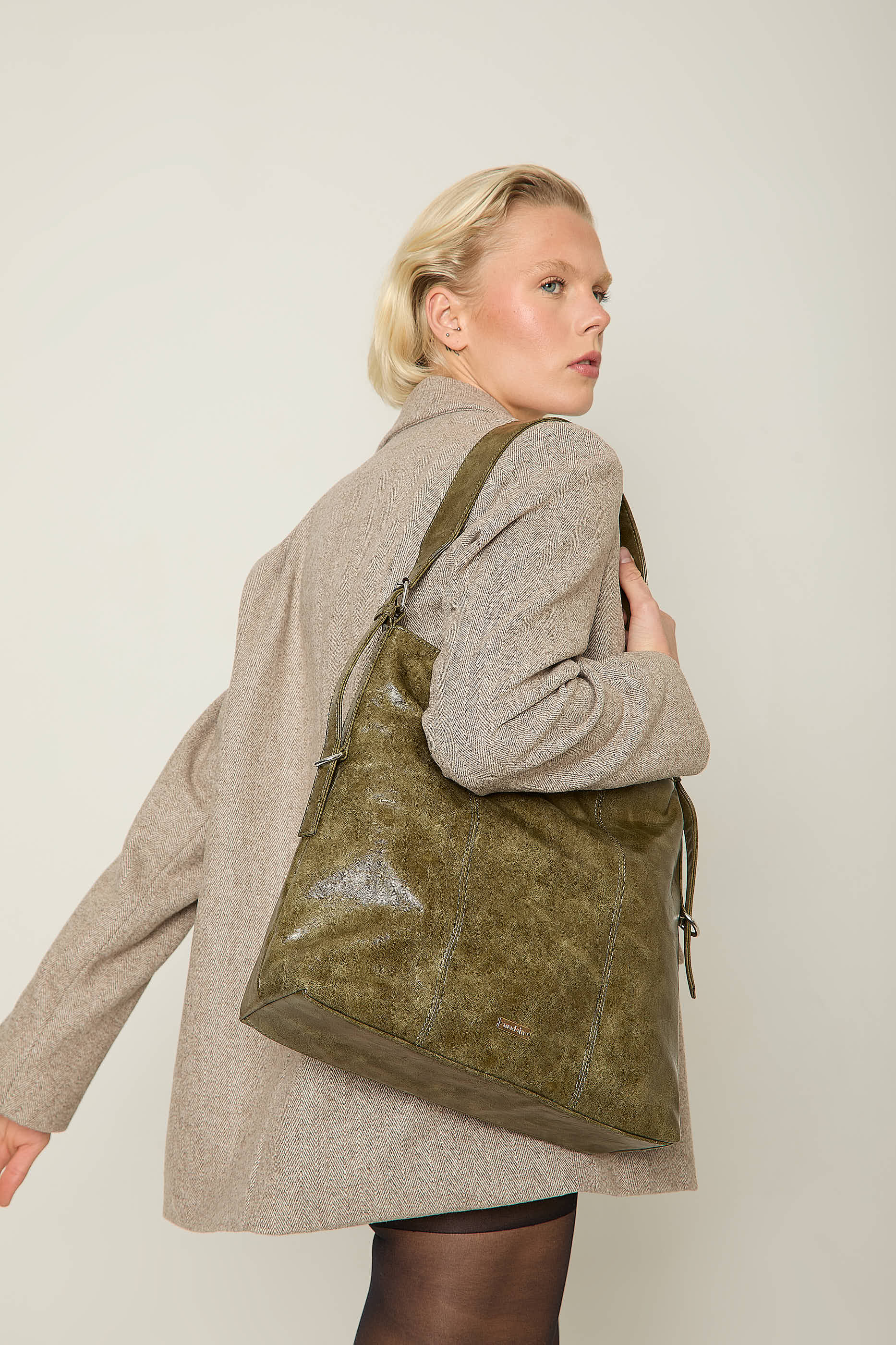 Oversized Pressed Olive Paid Tote Bag