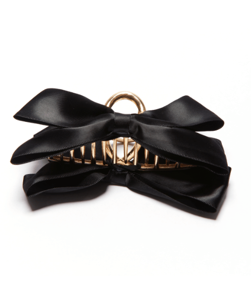 Sophisticated Black Satin Bow Claw