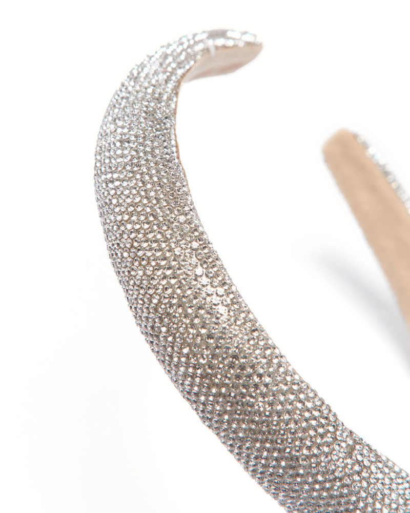 Premium Silver Rhinestone Embellished Glass Headband