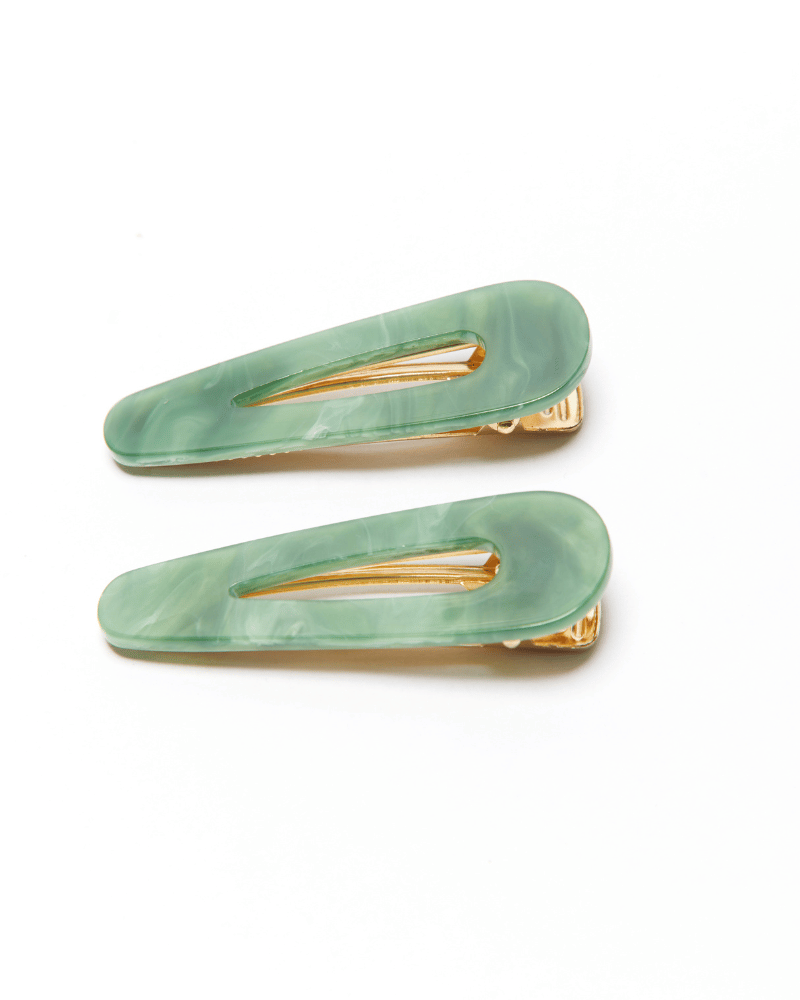 Emerald Marble Wash Hair Clips