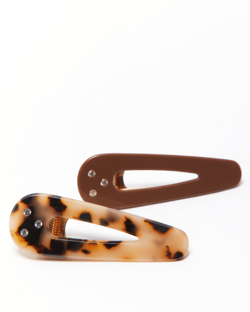 Tonal and Leopard Embellished Hair Clips