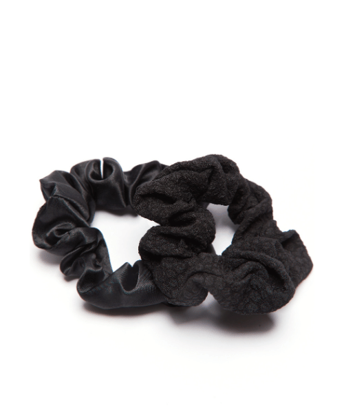 Multi-Textured Black Scrunchie