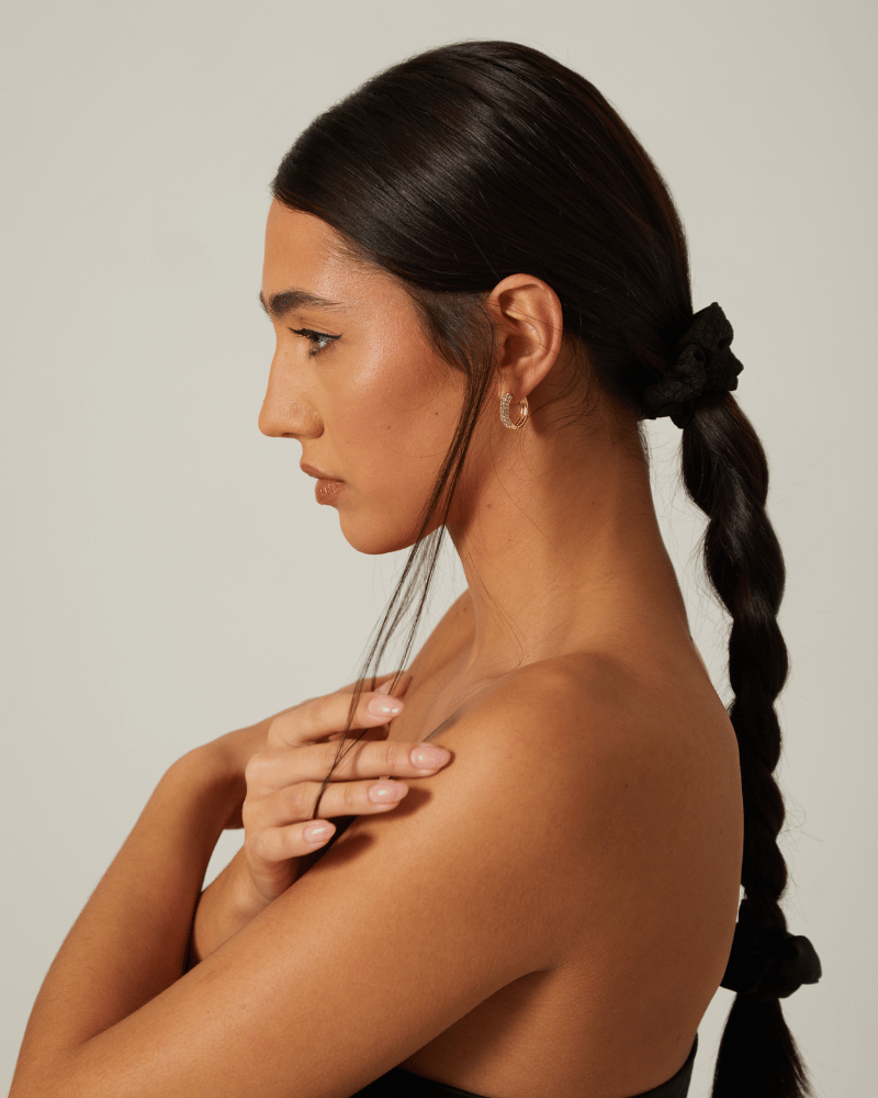 Multi-Textured Black Scrunchie