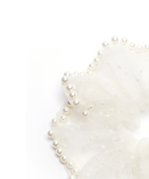 Premium Pearl Embellished Organza Scrunchie