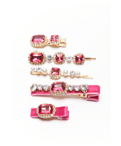 5-Pack Pink Embellished Hair Clips