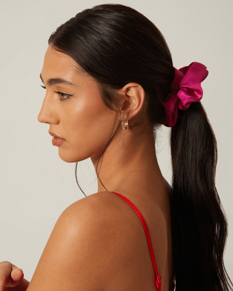 Matte Fuchsia Pink Oversized Scrunchie - Bold and Stylish